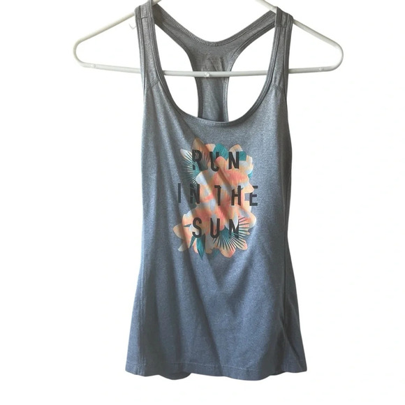Old Navy Run in the Sun Tank Top Size Small Racerback Hibiscus Tropical Floral - Picture 1 of 4